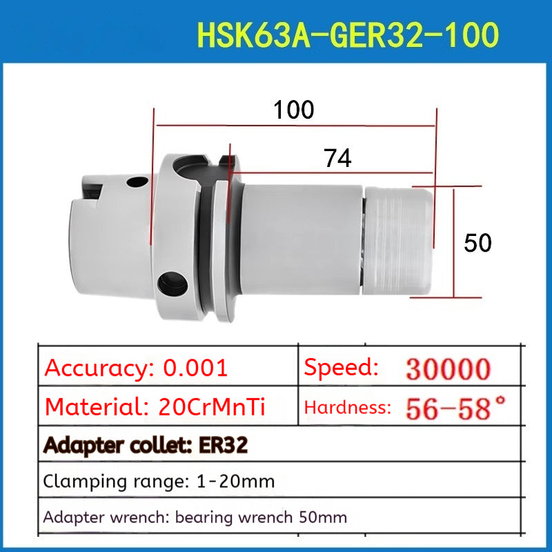 10012 HSK63A high speed tool holder CNC machining center CNC tool holder HSK GER16 20 25 32 high precision tool holder Shandong Denso Pricision Tools Co.,Ltd.